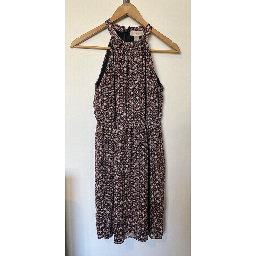 Ann Taylor LOFT Multicolored Halter Knee Length Dress Size 2 Petite